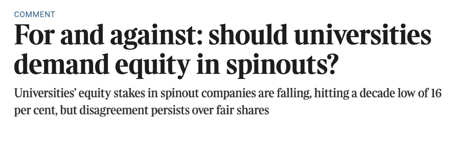 Dr Ben Miles on university spinout equity